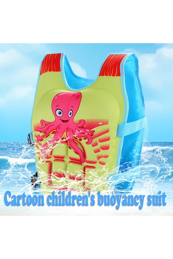 Toddler Swimsuit Swim Vest Cute Cartoon Animal Print Buoyancy Life Jacket Training Athletic Lightweight Clothing Popular Swimsuit,Yellow,2-6 Years
