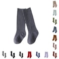 thumbnail image 1 of CUZIBR Toddlers Unisex Solid Ribbed Knee High Calf Socks For Toddler Girls Stretchy Breathable Kids Socks For Casual School Daily Outfit Occasions,5-8 Years, 1 of 3