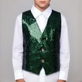 thumbnail image 1 of CUZIBR Tops Girls Sequin Vest Sleeveless V-Neck Button Down Performance Glitter Waistcoat Dance Party Streetwear Cute Tops,GN1,11-12 Years, 1 of 4