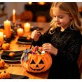 thumbnail image 1 of CUZIBR Trick Or Treat Bags For Kids Halloween Baskets Pumpkin Bow Halloween Candy Bags With Handle Plush Large Capacity Party Favors,Orange, 1 of 9