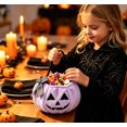thumbnail image 1 of CUZIBR Trick Or Treat Bags For Kids Halloween Baskets Pumpkin Bow Halloween Candy Bags With Handle Plush Large Capacity Party Favors,Purple, 1 of 2