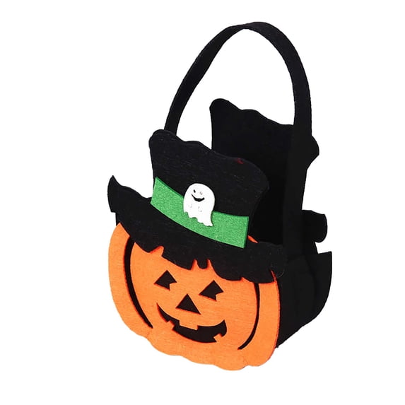 CUZIBR Trick Or Treat Bags For Kids Pumpkin Candy Halloween Baskets With Handle Large Capacity Party Favors,Orange