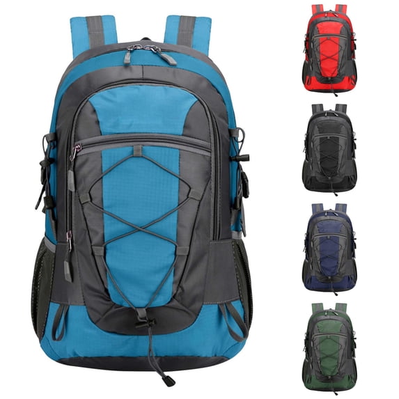 CUZIBR Unisex Backpack Outdoor Hiking Backpack Large Capacity Multi Compartment Travel Rucksack Adjustable Padded Straps Side Mesh Bottle Holders For Back To School Carry Bag