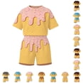 thumbnail image 1 of CUZIBR Vacation Outfits For Girls Kids Summer Beach Clothes Sets Short Sleeve Ice Theme Pattern Graphic Crewneck Tee Shirts And Wide Leg Shorts Lightweight Comfort Beachwear Sets,Pink-A,13-14 Years, 1 of 4