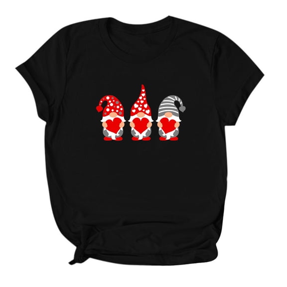 CUZIBR Valentine Day Shirts For Couples Womens Short Sleeve Love Letter Print Blouse Casual Crewneck Trendy Comfort Sodt T Shirts Tops Casual Top Blouse,Black,M