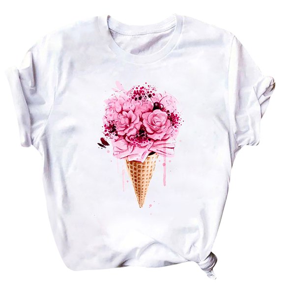 CUZIBR Valentine Day Shirts For Couples Womens Short Sleeve Love Letter Print Blouse Casual Crewneck Trendy Comfort Sodt T Shirts Tops Dailywear,Pink,M