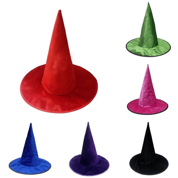 CUZIBR Velvet Witch Hat Halloween Pointed Wizard Hat Costume Accessory For Adults Kids Trick Or Treating Party Headwear