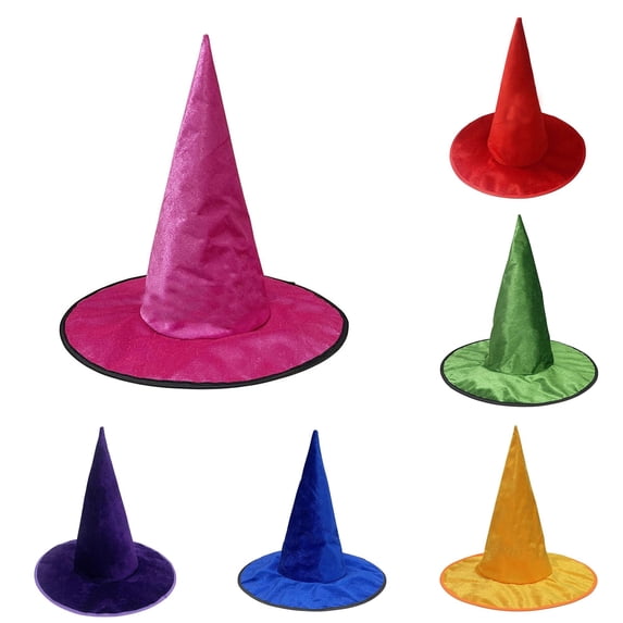 CUZIBR Velvet Witch Hat Halloween Pointed Wizard Hat Costume Accessory For Adults Kids Trick Or Treating Party Headwear