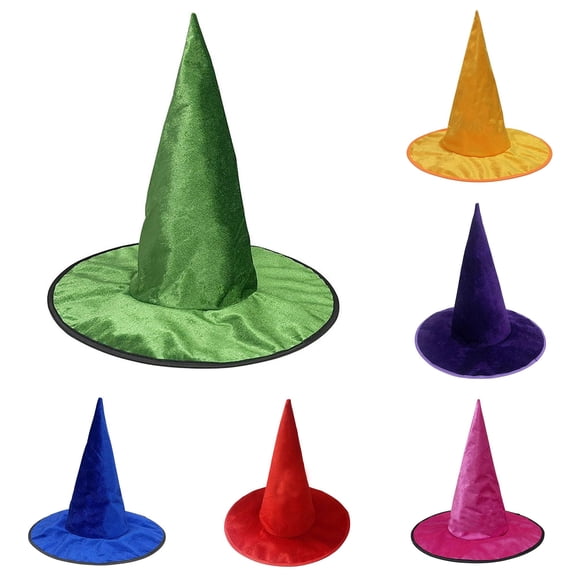 CUZIBR Velvet Witch Hat Halloween Pointed Wizard Hat Costume Accessory For Adults Kids Trick Or Treating Party Headwear