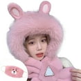 thumbnail image 1 of CUZIBR Winter Beanie Scarf Hat Set Plush Thermal Lovely Animal Pattern Character Skull Caps With Mask Scarf Earflap Soft Festival Fuzzy Cute Long Ears Hat,Light Pink1,One Size, 1 of 3