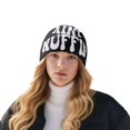 thumbnail image 1 of CUZIBR Winter Beanie Scarf Hat Set Winter Unisex Fashion Knit Hat Casual Tie Dye Letter Print Outdoor Streetwear Stylish Skull Caps Warm Soft Dailywear,White,One Size, 1 of 5