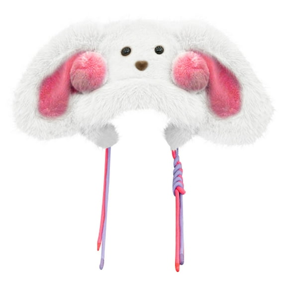 CUZIBR Winter Beanie Set Cute Long Ears Hat Plush Thermal Lovely Animal Pattern Character Skull Caps With Earflap Soft Festival Fuzzy Hats,White,One Size