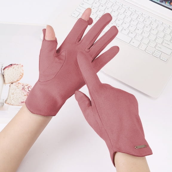 CUZIBR Winter Gloves Ladies Elegant Solid Thermal Touchscreen Mitten Lined Windproof Fuzzy Thermal Glove Outdoor Cold Weather For Unisex