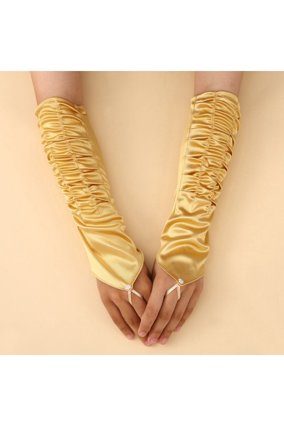 Winter Gloves Solid Color Satin Fingerless Long Glove Wedding Party Performance Opera Evening Dress Outdoor Cold Weather For Unisex