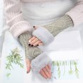 thumbnail image 1 of CUZIBR Winter Gloves Women Women'S Plush Knitted Fingerless Glove Cartton Pattern Wool Fuzzy Lined Mitten Sleeves Writing For Running Driving Hiking, 1 of 4