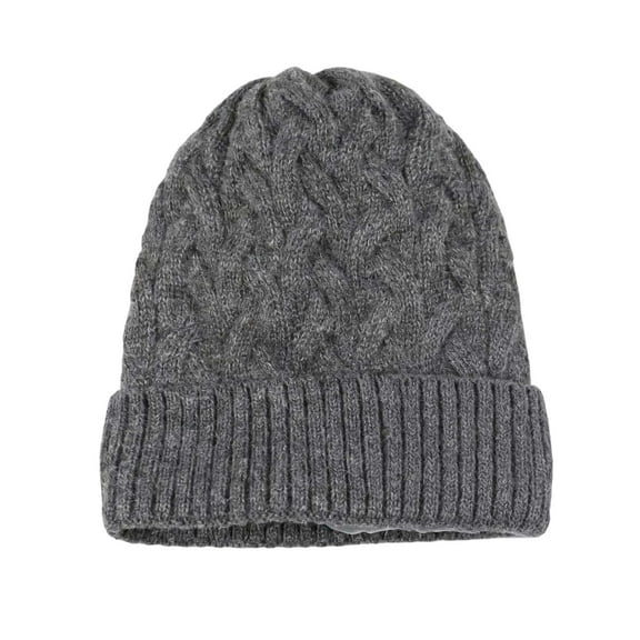 CUZIBR Winter Hat Set Thickened Ribbed Knit Satin Hat Classic Fashionable Beanies Cap Soft Cozy Thermal Lined Stylish Skull Cap,Grey,One Size