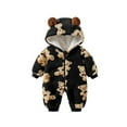 thumbnail image 1 of CUZIBR Winter Outfits For Girls Christmas Romper Lovely Animal Print Winter Fuzzy Thick Thermal Bodysuit Long Sleeve Zip Up Hoodies Jumpsuit Soft Comfortable Casual Dailywear,Black,9-12 Months, 1 of 8