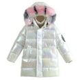 thumbnail image 1 of CUZIBR Winter Sweet Girl Mid Length Down Jacket White Down Dazzling Children Warm Jacket Coats Colorful Leisure Dailywear For Toddler, 1 of 3
