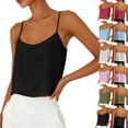 thumbnail image 1 of CUZIBR Women Cami Solid Color Spaghetti Strap Scoop Neck Loose Fit Crop Top Camisole Summer Sleeveless Tank Top Casual Blouse Lightweight Basic Beach Vacation Shirt,Black,XXL, 1 of 6