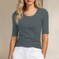 thumbnail image 1 of CUZIBR Women Classic Tshirts Half Sleeve Crewneck Slim Fit Basic T Shirt Solid Color Casual Fashionable Layering Trendy Basic Cute Tunic Tee Tops Breathable Comfortable Dailywear,Dark Gray,XXXXXL, 1 of 4