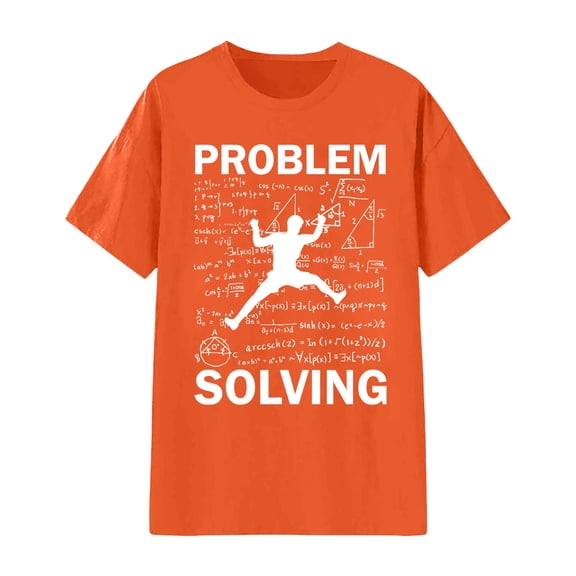 CUZIBR Women Funny Shirt Casual Short Sleeve Round Neck Letter Graphic Print Solid Color Relaxed Loose Fti T-Shirt Stylish Tee Tops Dailywear,Orange,XXXL