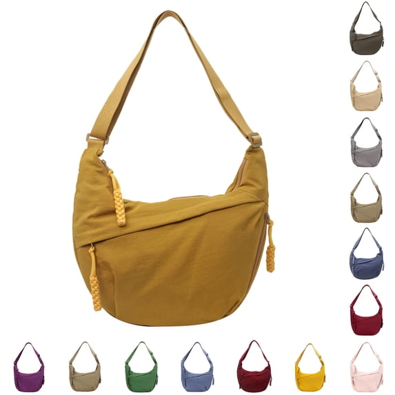 CUZIBR Women'S Fashion Nylon Crossbody Bag Lightweight Adjustable Wide Shoulder Strap Multi Zipper Pull Pocket Soft Casual Sling Purse For Women Daily Shopping Travel Carry Bag