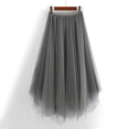 thumbnail image 1 of CUZIBR Women'S Midi Skirt Gradient Colot High Waisted Ruffled Tiered Mesh Pleated A Line Elegant Flowy Long Tulle Skirt Cocktail Party Wedding Guest Dailywear,Grey,One Size, 1 of 4