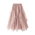 thumbnail image 1 of CUZIBR Women'S Midi Skirt Solid Colot High Waisted Ruffled Tiered Mesh Pleated A Line Elegant Flowy Long Tulle Skirt Party Wedding Guest Dailywear,Pink,One Size, 1 of 4
