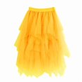 thumbnail image 1 of CUZIBR Women'S Midi Skirt Solid Colot High Waisted Ruffled Tiered Mesh Pleated A Line Elegant Flowy Long Tulle Skirt Party Wedding Guest Dailywear,Yellow,S, 1 of 3