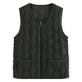thumbnail image 1 of CUZIBR Women'S Sweaters Elegant Quilted Sleeveless Jacket Thermal Wool Lined Floral Print Zipper Up V-Neck Outerwear Vest Casual Loose Sweatshirt,Black,Xxl, 1 of 3