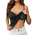 thumbnail image 1 of CUZIBR Women Shelf Bra Camisoles Solid Color Tank Top Adjustable Spaghetti Strap Stretch Undershirts Basic Layer Yoga Cami Shirt Basic Fashion Dressy Clothes,Black,XXL, 1 of 6