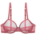 thumbnail image 1 of CUZIBR Women Sports Bra Mesh Lace Underwire Sheer Bras Solid Color Adjustable Spaghetti Strap Full Coverage Stylish Unlined See Through Lingerie Cozy Soft Tshirt Bras,Red,XL, 1 of 2