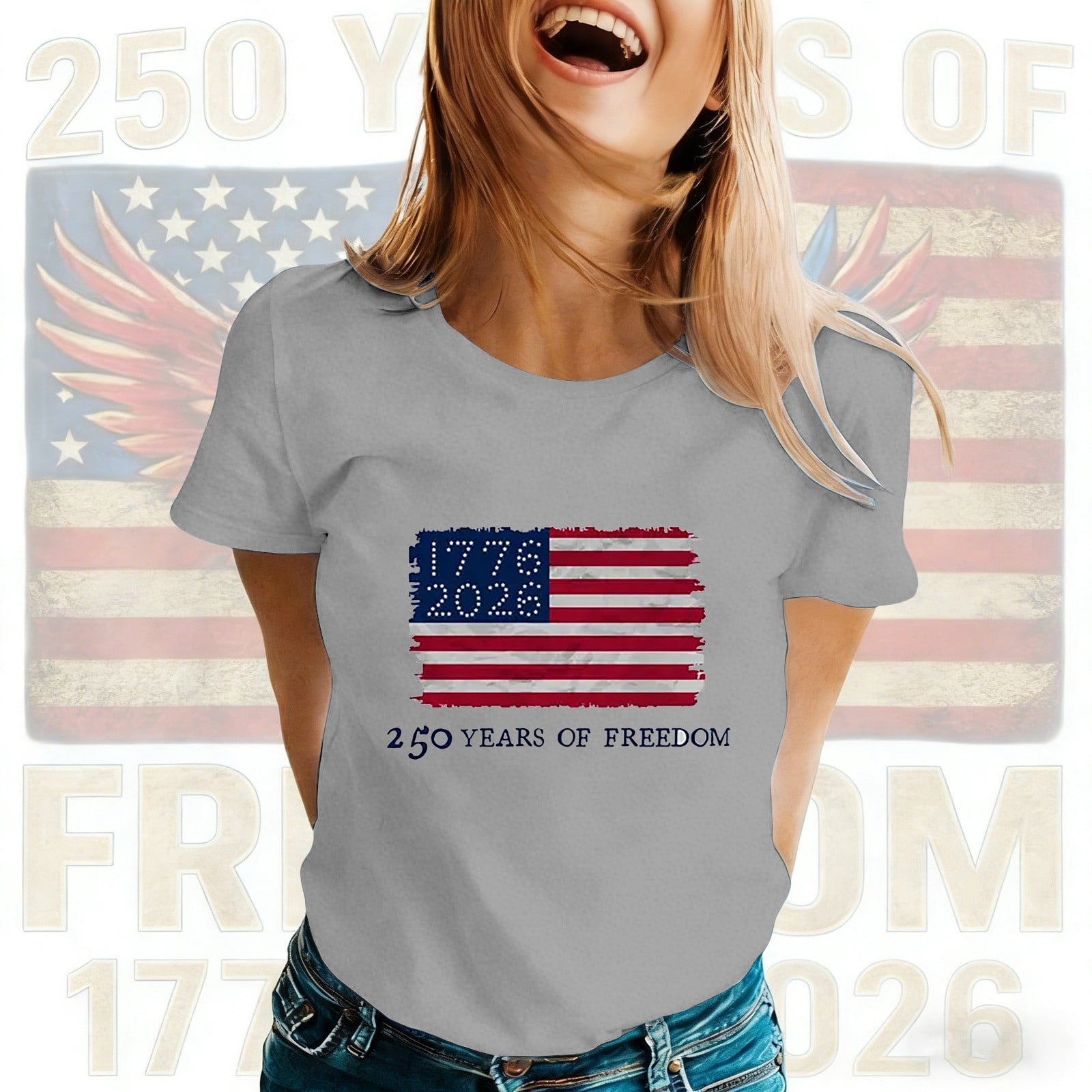 CUZIBR Women Summer Tshirts Celebrate America'S 250Th Anniversary ...