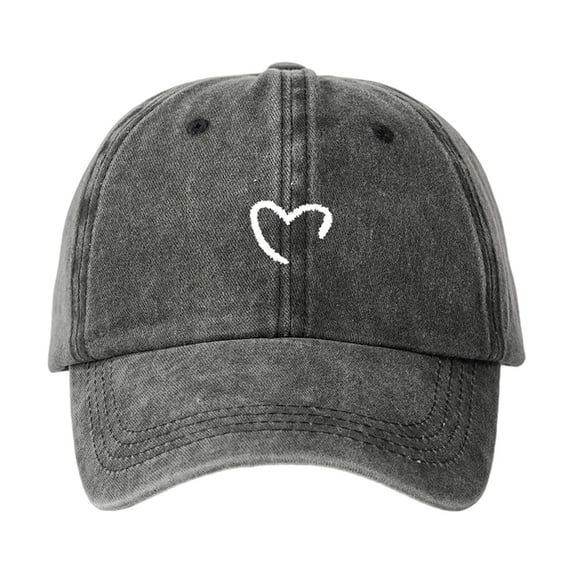 CUZIBR Women Sun Hats Fashionable Heart Embroidered Baseball Cap Vintage Distressed Washed Summer Running Breathable Lightweight Adjustable Casual Travel Sports Trucker Hat,Black,One Size