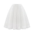 thumbnail image 1 of CUZIBR Women Tutu Mini Skirt Elastic Waist Pleated Mesh Solid Color Ruffles Tiered Soft Drape Short A Line Elegant Ruched Layered Flowy Short Skirts,White,S, 1 of 2