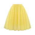 thumbnail image 1 of CUZIBR Women Tutu Mini Skirt Elastic Waist Pleated Mesh Solid Color Ruffles Tiered Soft Drape Short A Line Elegant Ruched Layered Flowy Short Skirts,Yellow,L, 1 of 2