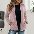 thumbnail image 1 of CUZIBR Women Winter Jacket Zip Up Long Sleeve Fuzzy Wool Coat Stand Collar Loose Casual Cazy Thick Warm Soft Outerwear For Fall Winter,RD2,S, 1 of 4