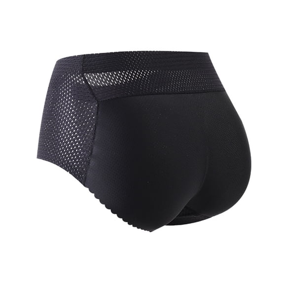 CUZIBR Women's Butt Lifting Panties Solid Color Low Rise Thick Padded Body Shaping Push Up Underwear No Show Breathable Cozy Seamless Curve Enhancer Briefs,Black,S-XL