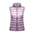 thumbnail image 1 of CUZIBR Womens Coats Lightweight Down Vest Padded Warm Winter Full Zipper Up Sleeveless Jacket Quilted Gilet Solid Color Cozy Waistcoat Fall Fashion Outfit,Light Purple,Xxxxl, 1 of 3
