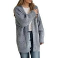 thumbnail image 1 of CUZIBR Womens Coats Sweater Long Cardigan Soft V-Neck Long Sleeve Button Down Wool Coat Jacket Open Front Oversized Knitted Sweater Fall Fashion Outfit,Grey,M, 1 of 4