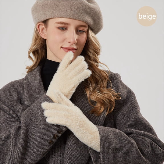 CUZIBR Womens Gloves Cute Panda Finger Cartoon Pattern Fuzzy Lined Knitted Touchscreen Thermal Mittens Windproof Outdoor Cold Weather For Unisex