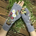 thumbnail image 1 of CUZIBR Womens Gloves Elegant Embroidered Flower Thermal Knitted Fingerless Gloves Warm Soft Textured Hand Mittens Cozy Fashion For Cycling Running Outdoor Activities, 1 of 4