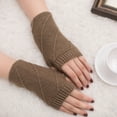 thumbnail image 1 of CUZIBR Womens Mittens Solid Cotton Knitted Long Hand Fashion Mitten Arm Fingerless Stylish Wrist Gloves For Cold Weather, 1 of 2