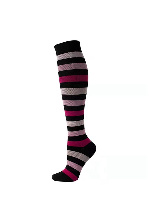 Womens Socks Fashion Striped Thigh High Stocking Compression Socks Casual Knee High Stockings Over Knee Casual Breathable Socks,Red,S