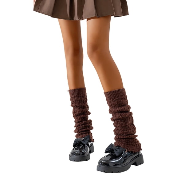 CUZIBR Womens Socks Knitted Leg Warmers Winter Cozy Soft Thermal Leg Sleeves Stretchable Boot Ankle Socks Stylish Breathable Lightweight Footwear,Coffee,One Size