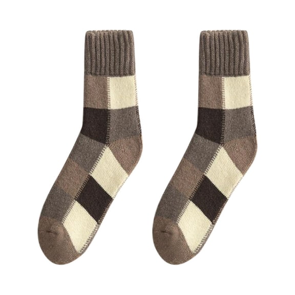 CUZIBR Womens Socks Plaid Vintage Thick Warm Wool Crew Socks Fashion Winter Unisex Soft Stocking Casual Breathable Socks,C,One Size