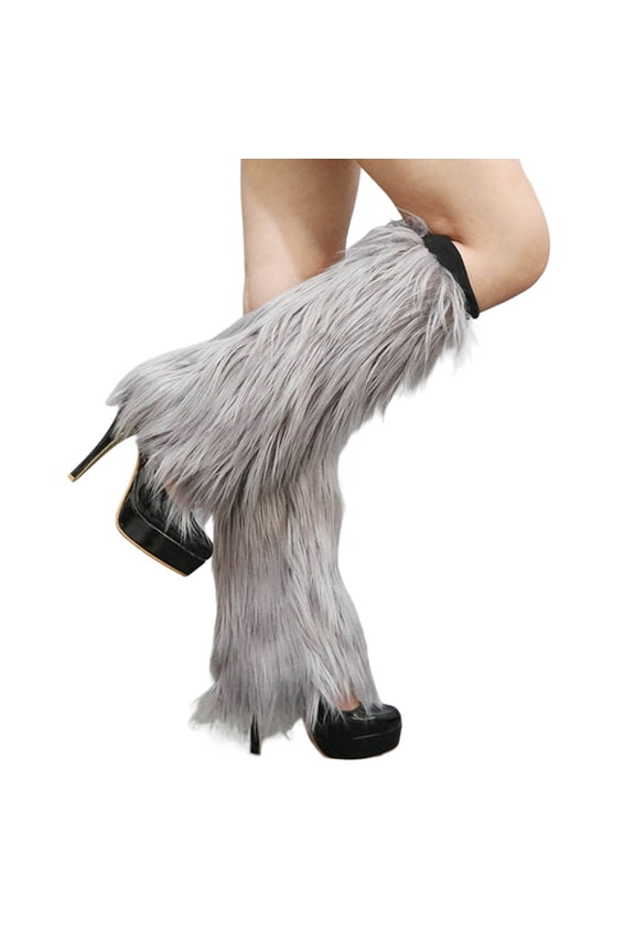 Womens Socks Winter Fuzzy Thermal Leg Warmers Long Plush Furry Fluffy Boot Sleeves Stockings Foot Overs Fuzzy Socks,GY2,15CM