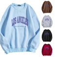 thumbnail image 1 of CUZIBR Womens Sweatshirt Letter Print Oversized Crew Neck Sweatshirts Fashion Long-Sleeve Pullover Tops Basic Layering Fall Winter Clothes,Blue, 1 of 4