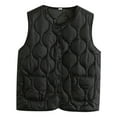 thumbnail image 1 of CUZIBR Womens Winter Coats Classic Basic Layer Waistcoat Warm Thin Lightweight Vest Sleeveless Padded Solid Color Button Down Round Neck Jacket Winter Clothing Dressy Casual Soft,Black,Xxxl, 1 of 4