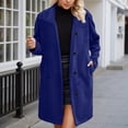 thumbnail image 1 of CUZIBR Womens Winter Trench Coat Long Sleeve Double Plus Size Wool Coat For Autumn Winter Warm Windbreaker Full Length Comfortable Jacket With Pocket,Blue,XL, 1 of 6
